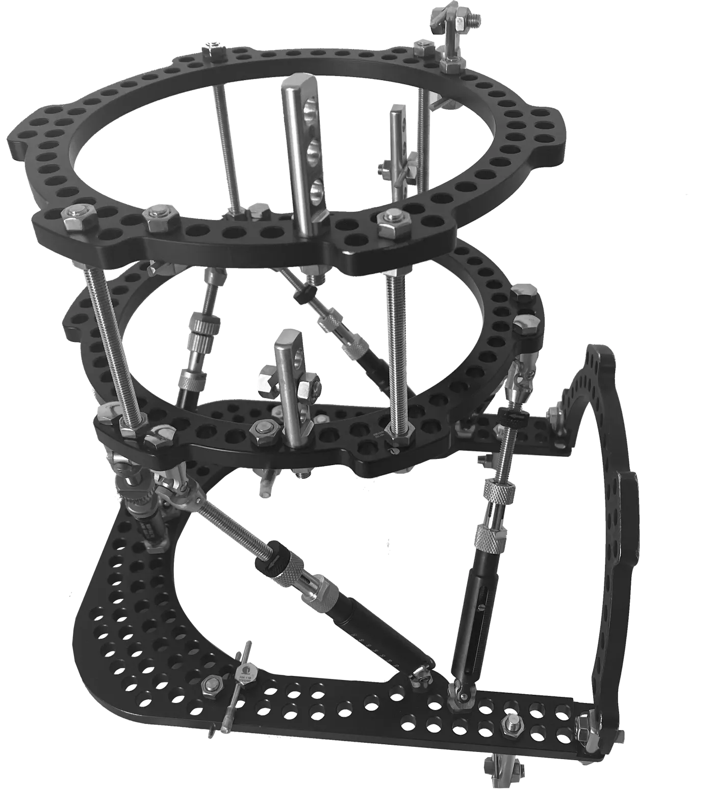 FrameIT external fixation frame — tower assembly, side elevation