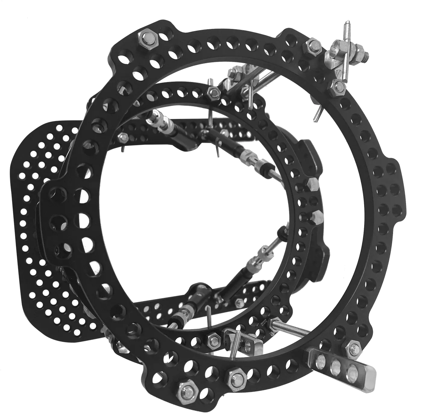 FrameIT external fixation frame — stacked multi-ring configuration